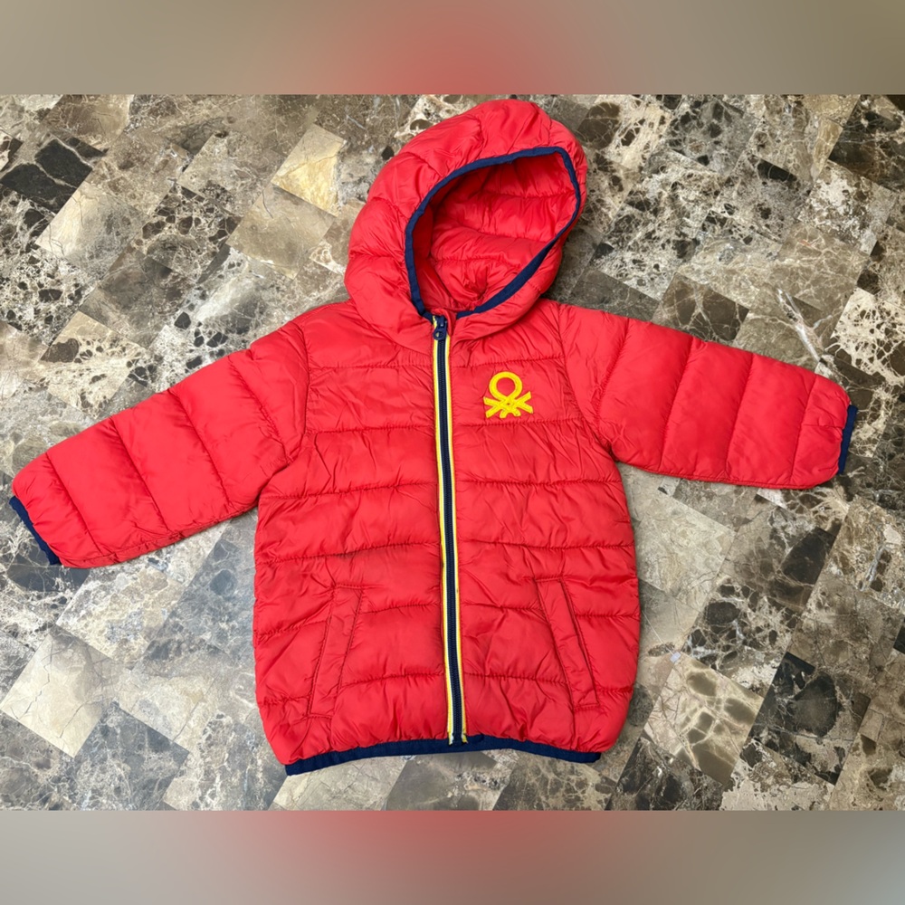 United Colors Of Benetton Red Quilted Puffer Jacket unisex 12-18 months